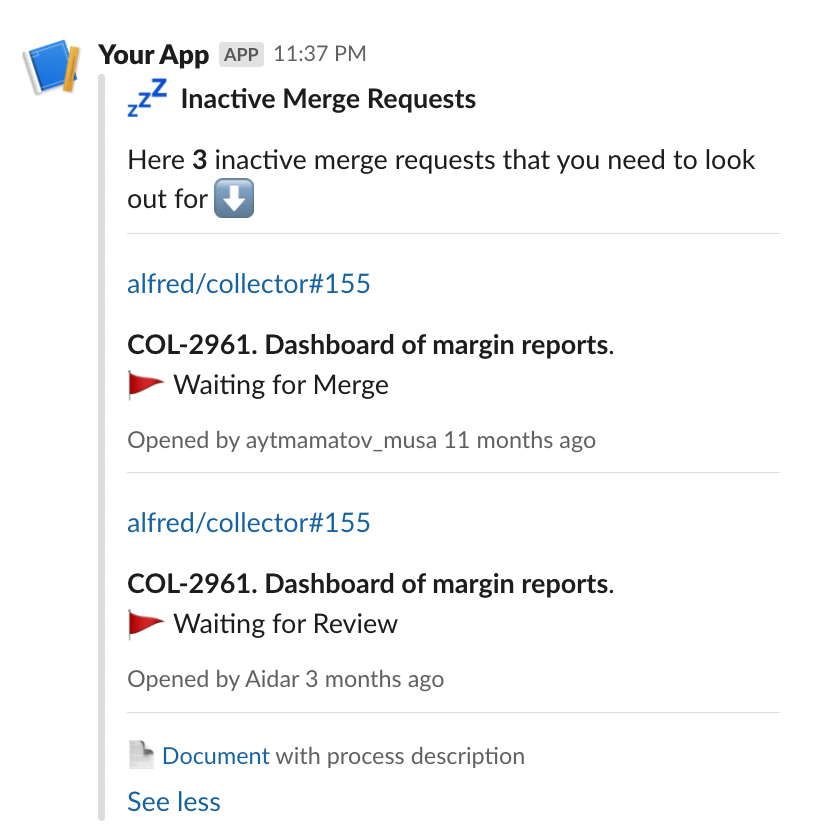 Alert: Notify about hanging merge requests in the repository