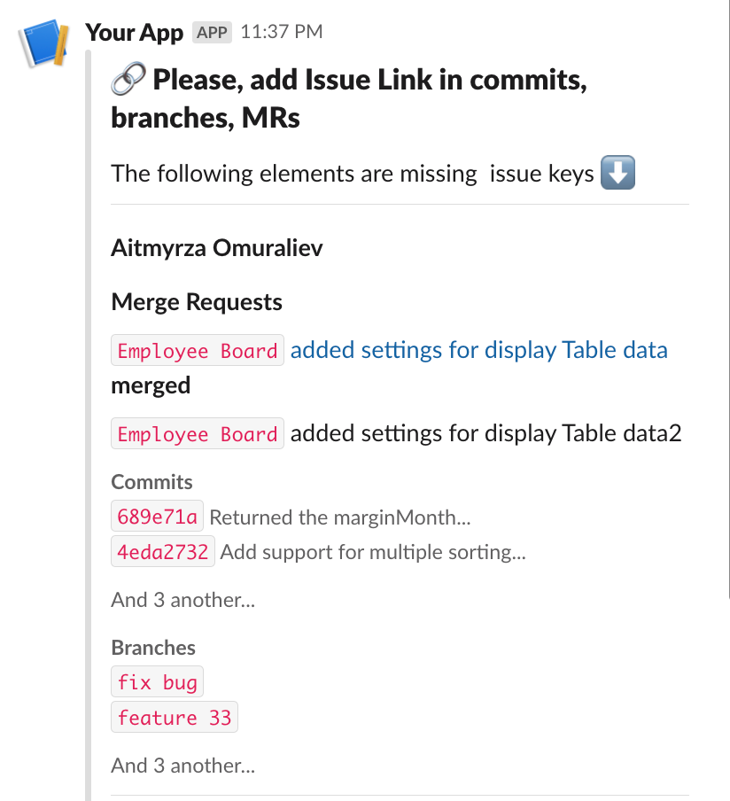 Alert: Report if branch/commit/MR title is missing Jira issue key